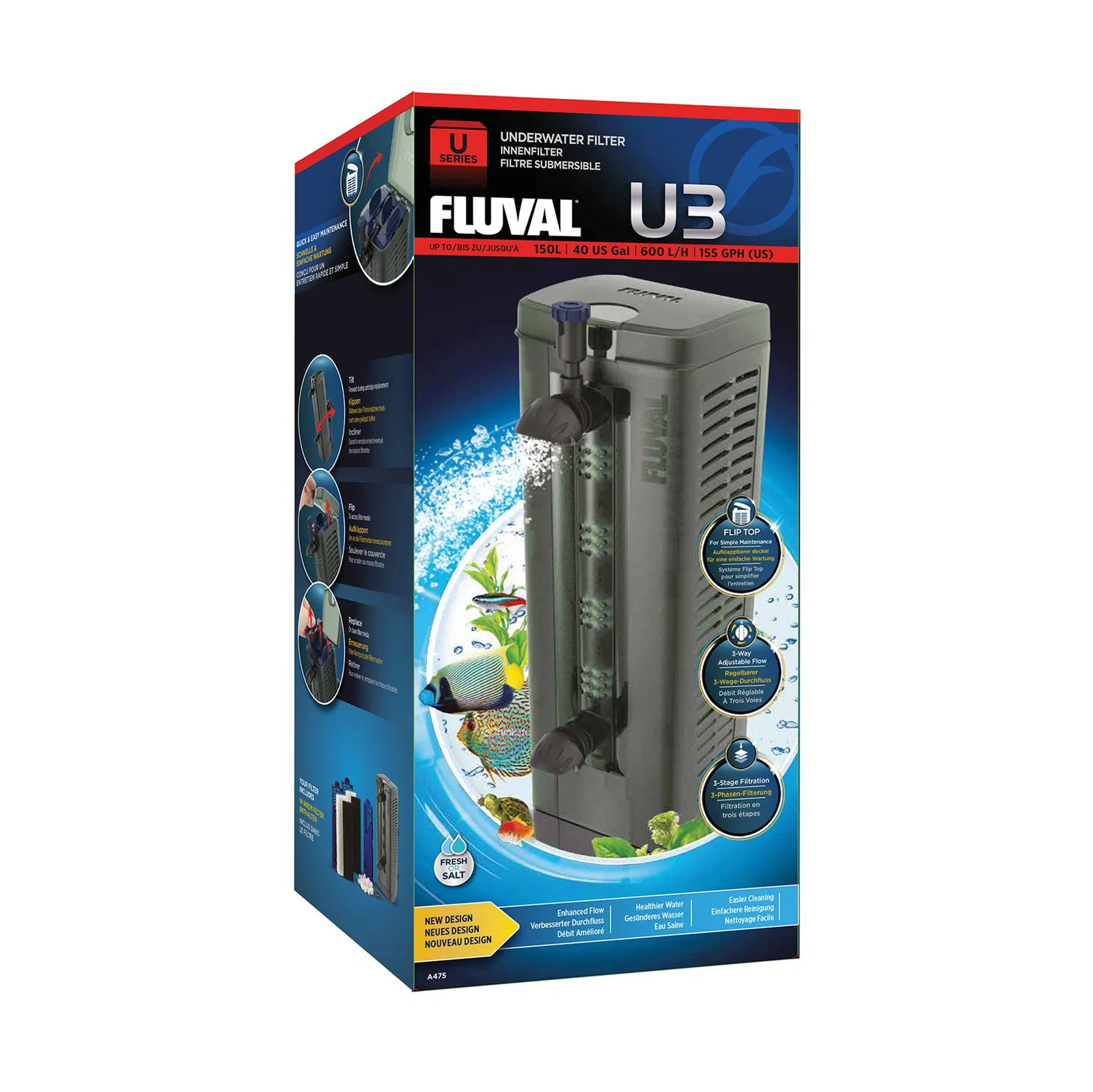 Fluval U3 Indvendigfilter 600 l/t